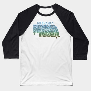 State of Nebraska Colorful Maze Baseball T-Shirt